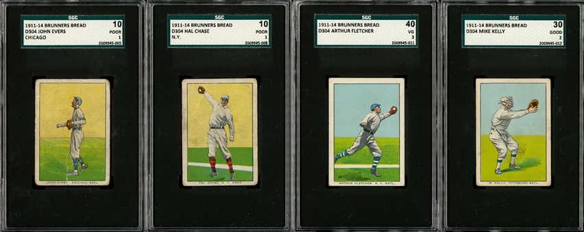 1911-14 D304 Brunners Bread SGC-Graded Collection (7 Different) Including Evers and Chase